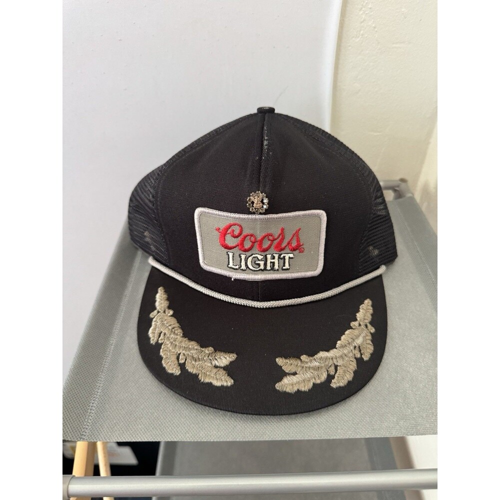 Vintage Coors Light Trucker Hat Snapback Black Mesh USA Made Beer Cap